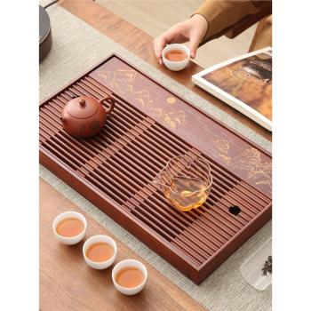 簡約儲水式小型家用蓄水幹泡臺茶盤大號竹製輕奢現代新中式茶托盤