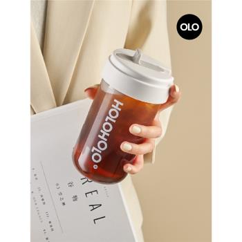 holoholo吸管杯女生高顏值杯子女隨行塑膠兒童水杯夏季學生咖啡杯