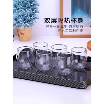 英國LITTLERAINDROP雙層玻璃杯家用防燙水杯辦公隔熱茶杯水壺套裝