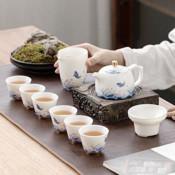 羊脂玉茶壺德化白瓷茶碗茶杯功夫茶具套裝中式家用泡茶蓋碗一整套