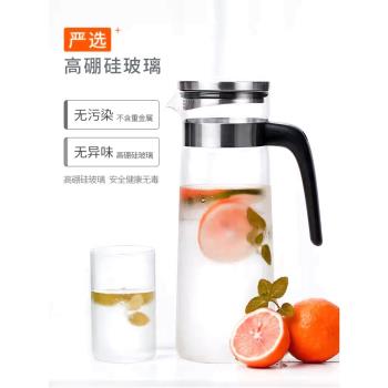 尚明玻璃冷水壺大號家用耐高溫涼白開水壺簡約無鉛水果茶壺果汁杯