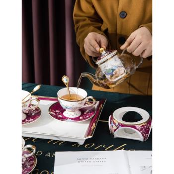 蠟燭煮茶玻璃花茶壺小輕奢茶具家用水果茶茉莉咖啡杯下午養生壺