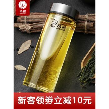 希諾玻璃杯單層男士高檔加厚水杯官網透明大容量茶杯便攜耐熱杯子
