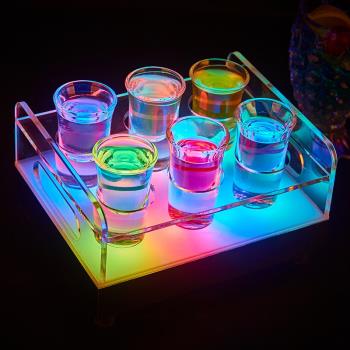 led發光一口杯杯架酒吧子彈杯架 烈酒杯吞酒杯雞尾酒七彩杯架酒架