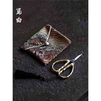 覓白復古小剪刀茶包手工鐵藝功夫懷舊茶道配件茶葉袋迷你手作家用