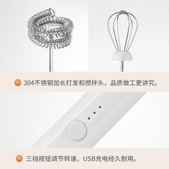 咖啡打泡器電動家用充電牛奶攪拌器奶蓋打發奶泡機迷你手持打奶器