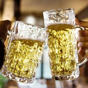 日本進口東洋佐佐木玻璃啤酒杯扎啤杯茶杯水杯日式加厚帶柄玻璃杯