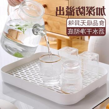 加高茶盤託盤放水杯子架置物架家用客廳茶具收納盤碗筷瀝水盤特大