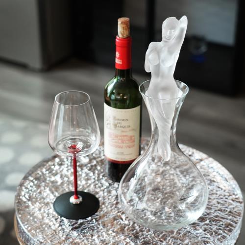 France萊儷L@lique水晶琉璃紅酒醒酒器啊佛洛狄特雕塑紅酒器藝術
