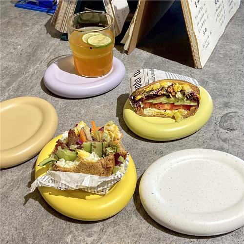 韓國陶瓷餐具西餐盤沙拉水果盤家用甜品盤早餐盤陶瓷胖胖盤點心盤