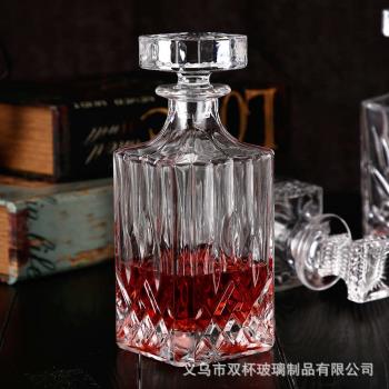 歐式浮雕玻璃水晶威士忌創意酒樽星酒瓶倒酒壺空瓶酒具帶蓋醒酒器