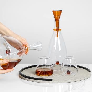 輕奢極簡風玻璃酒具酒杯醒酒器組合擺件現代樣板間售樓處酒櫃飾品
