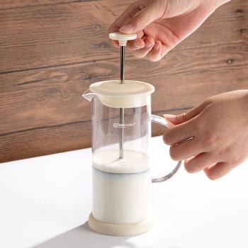 家用奶泡機咖啡拉花牛奶起泡打泡器手動奶泡打發器打沫打泡機玻璃