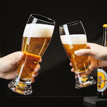 金箔水晶家用啤酒杯玻璃杯透明大號扎啤杯酒吧飲料杯加厚酒店用品
