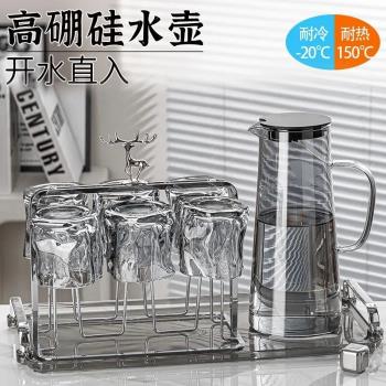 日本MUJIE冷水壺杯子套裝玻璃水壺防爆耐高溫涼水壺高硼矽熱水壺