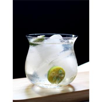 進口高顏值鬱金香雞尾酒杯拿鐵咖啡杯復古玻璃飲品杯ins風果汁杯