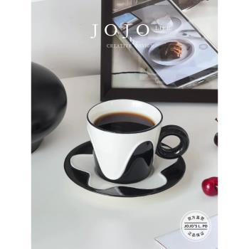 JOJOS L. PD.changed.簡約高階感黑白波浪紋咖啡杯陶瓷水杯|必改