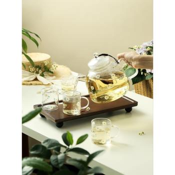 藍蓮花家居高硼矽玻璃水具套裝禮盒家用耐熱冷水壺花茶壺杯子組合