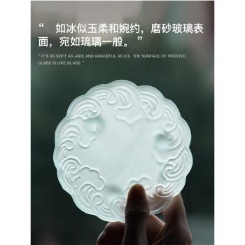 玻璃祥雲壺承手工透明簡約茶托小巧琉璃日式精緻復古仿古加厚杯墊