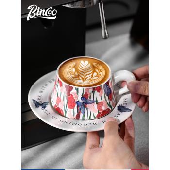 Bincoo蝴蝶陶瓷咖啡杯碟套裝專業拉花杯子意式創意拿鐵杯高檔精緻