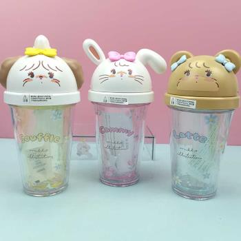MINISO名創優品MIKKO系列立體造型塑料杯320mL可愛萌小兔吸管杯