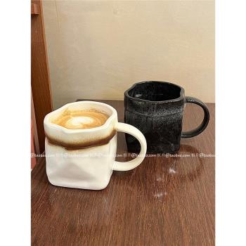 簡約復古異形陶瓷杯高顏值不規則馬克杯辦公室牛奶杯咖啡杯情侶杯