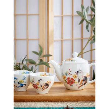 日本進口陶瓷茶壺茶杯日式ins風茶具套裝森林動物杯壺杯禮盒送禮