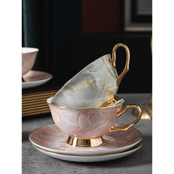 歐式骨瓷咖啡杯子杯碟套裝陶瓷骨瓷輕奢高階感高檔精緻高顏值奢華
