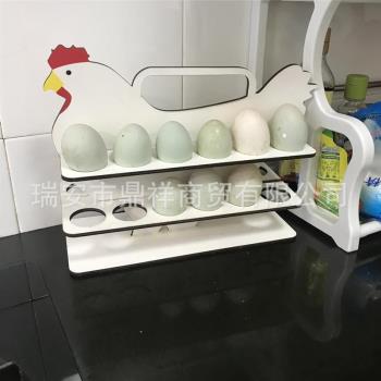 老母雞雞蛋架雞蛋置物架木製雞蛋收納架廚房木製小眾創意整理架