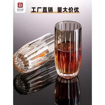 輕奢玻璃杯套裝水杯帶金邊女果汁飲料杯子女夏ins風咖啡杯啤酒杯