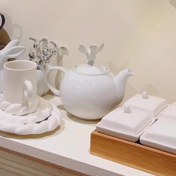 London外貿高顏值微瑕田園英式陶瓷茶壺咖啡壺家用簡約大容量茶壺