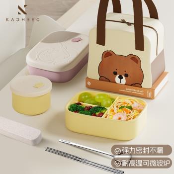 韓式矽膠保溫飯盒小學生專用高中生餐盒分格食堂打飯分格便當盒