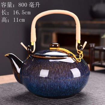 陶瓷茶壺單壺家用復古窯變大號酒店茶樓大容量耐高溫老式冷涼水壺
