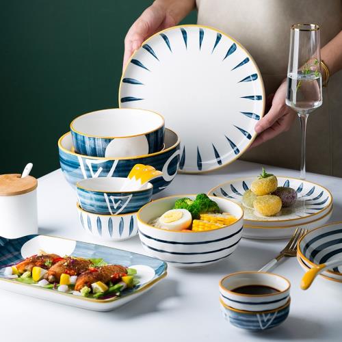 碗碟套裝家用簡約網紅創意景德鎮陶瓷碗盤碗筷菜盤子日式餐具組合