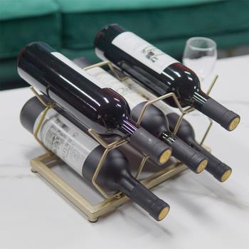 輕奢歐式紅酒架擺件高檔葡萄酒架子菱形創意紅酒格子架家用儲酒架