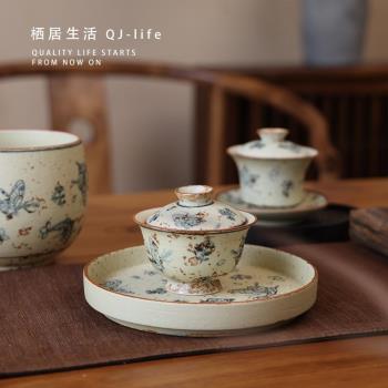 景德鎮手工手繪陶瓷茶具套裝家用客廳泡茶壺蓋碗茶杯整套功夫茶具