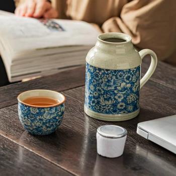 哥窯泡茶壺帶茶杯泡茶家用木塞陶瓷茶壺大容量精品高檔創意冷水壺
