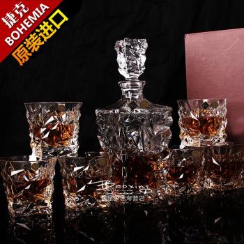 捷克BOHEMIA進口水晶玻璃威士忌杯洋酒杯創意啤酒杯酒瓶酒具套裝