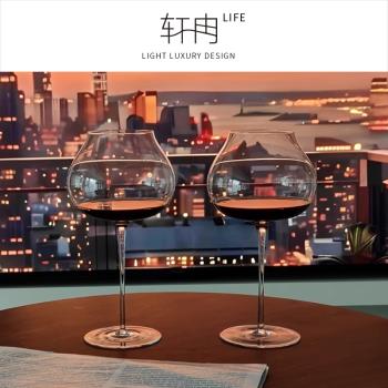 超薄勃艮第紅酒杯輕奢高階感家用葡萄酒杯高檔水晶玻璃高腳杯2個