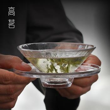 仿古大號斗笠杯玻璃茶盞主人杯單杯綠茶點茶茶碗功夫茶泡茶茶藝碗