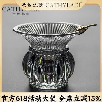 Cathyladi 玻璃茶漏茶濾高檔日式家用耐熱茶水茶葉過濾器茶具配件