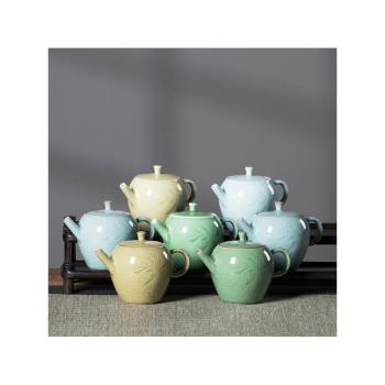 龍泉青瓷單個泡茶壺中式家用 手工陶瓷茶壺茶道功夫茶具紙盒