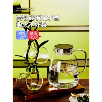 冷水壺玻璃涼水壺瓶大容量泡茶茶壺家用耐高溫晾白開水杯扎壺夏季