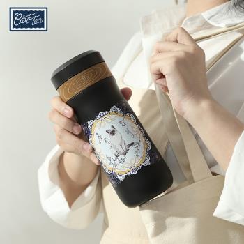 Cottea 貓貓法壓杯打奶泡手沖咖啡保溫杯不銹鋼便攜辦公室泡茶