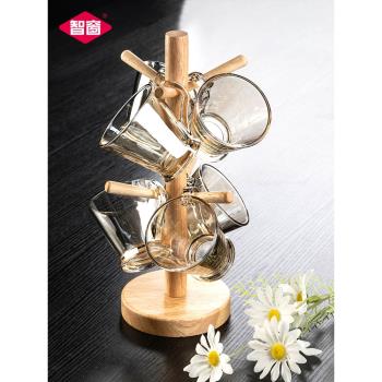 北歐風格復古小茶杯玻璃杯創意待客杯黑水杯帶把客廳小容量170ml
