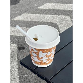 一次性軟木紙杯商用外帶打包杯環保牛皮紙杯子奶茶咖啡熱飲杯帶蓋