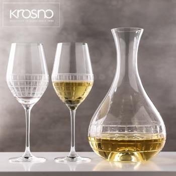 Krosno進口水晶玻璃手工車刻花紋家裝飾家用紅酒杯醒酒器酒具套裝