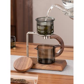 辦公室懶人自動茶具套裝耐熱玻璃沖茶神器磁吸過濾茶水分離泡茶杯