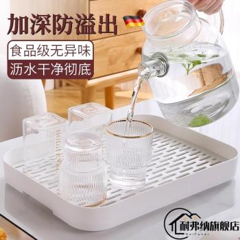 加高茶盤託盤放水杯子架置物架家用客廳茶具收納盤碗筷瀝水盤特大