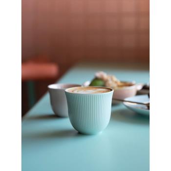 愛陶樂陶瓷北歐直紋杯拿鐵咖啡杯濃縮杯拉花杯卡布奇洛咖啡杯